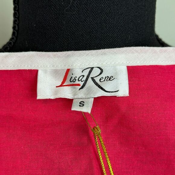 Lisa Rene Tunic Small Pink Colorblock Linen Layer Lagenlook Wearable Artsy Boho - Picture 12 of 14